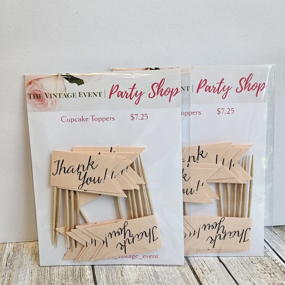 Thank You Cupcake Toppers - Cream